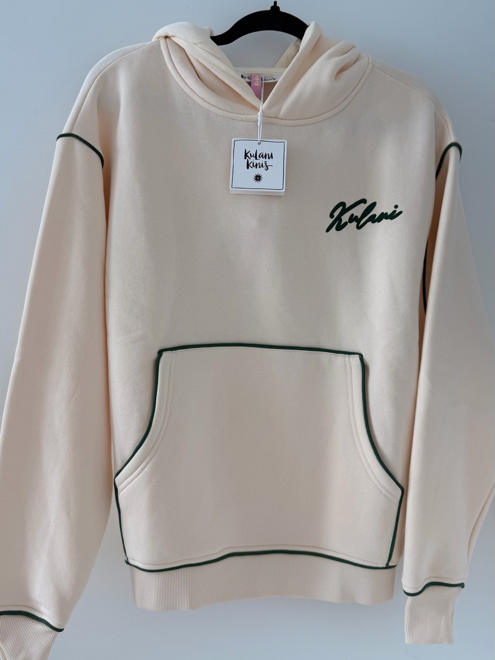 Kulani Kinis Graphic Hoodie Vanilla Bean Cream Oversized XS NWT